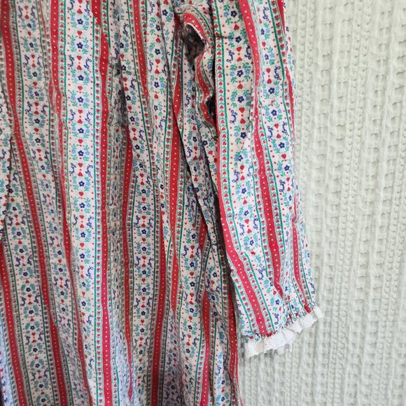 Vintage Grannycore Cottagecore Lace Collar Striped Nightgown Large - Picture 10 of 13